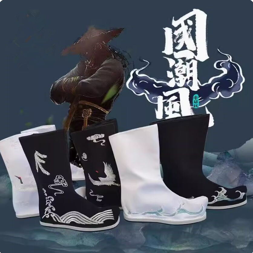 Men Shoes White Colour - Sepatu bot prajurit Hanfu Cina hitam