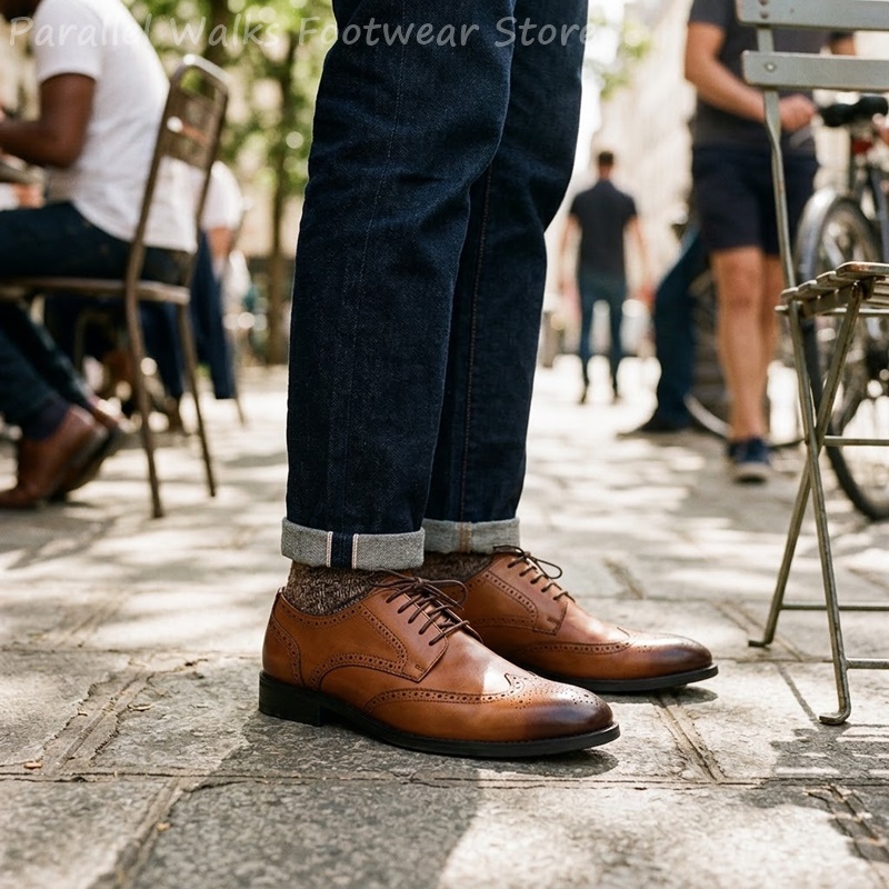 Men Shoes For Wedding - Sepatu Brogue Derby Pria Formal Wingtip