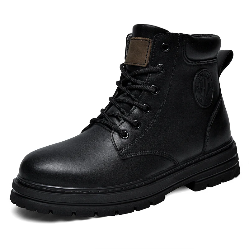 Men'S Shoes Dq - Sepatu Bot Kulit Hitam Musim Dingin