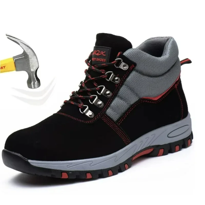 Work Boot Steel Toe - Sepatu bot keselamatan untuk pria, sepatu
