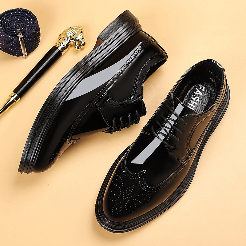 Sepatu Brogue Kulit Paten Pria - Men Shoes For Wedding ulasan dan harga